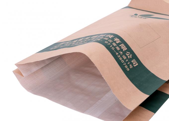La carta kraft Ha laminato le borse tessute pp del commestibile per farina/prodotto chimico d'imballaggio della polvere